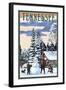 Tennessee - Snowman Scene-Lantern Press-Framed Art Print