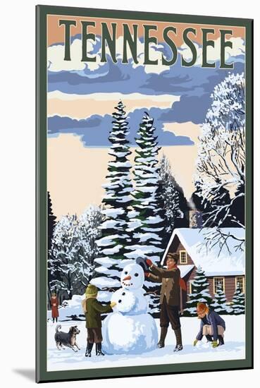 Tennessee - Snowman Scene-Lantern Press-Mounted Art Print