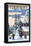 Tennessee - Snowman Scene-Lantern Press-Framed Stretched Canvas