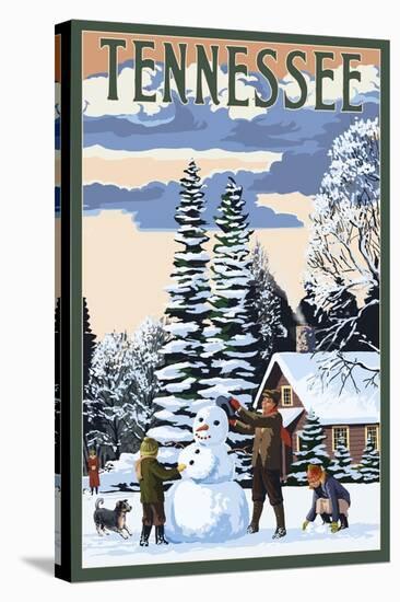 Tennessee - Snowman Scene-Lantern Press-Stretched Canvas