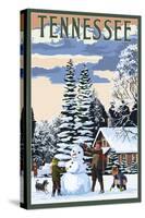 Tennessee - Snowman Scene-Lantern Press-Stretched Canvas