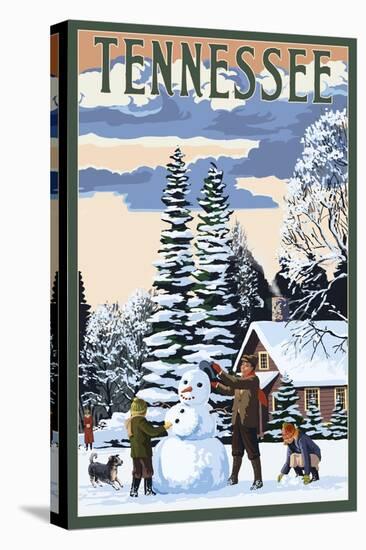 Tennessee - Snowman Scene-Lantern Press-Stretched Canvas