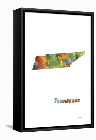 Tennessee State Map 1-Marlene Watson-Framed Stretched Canvas