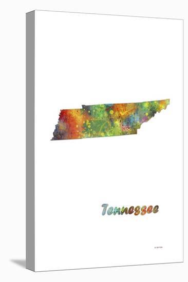 Tennessee State Map 1-Marlene Watson-Stretched Canvas