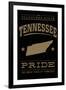 Tennessee State Pride - Gold on Black-Lantern Press-Framed Art Print