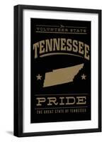 Tennessee State Pride - Gold on Black-Lantern Press-Framed Art Print