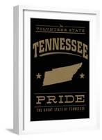 Tennessee State Pride - Gold on Black-Lantern Press-Framed Art Print
