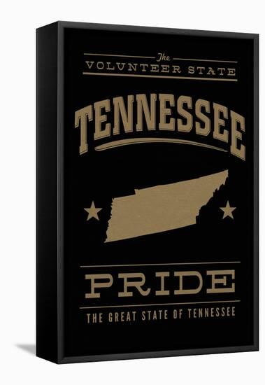 Tennessee State Pride - Gold on Black-Lantern Press-Framed Stretched Canvas