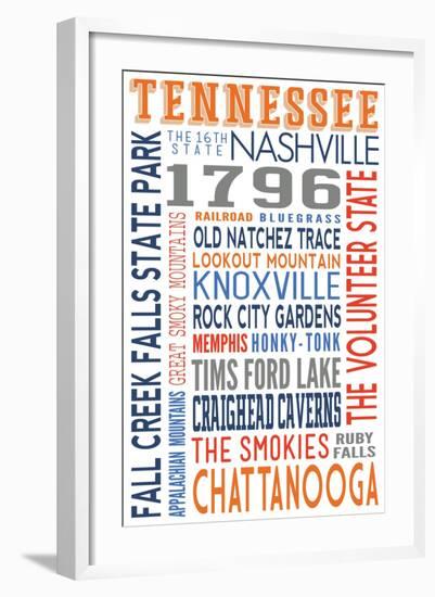 Tennessee - Typography-Lantern Press-Framed Art Print