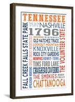 Tennessee - Typography-Lantern Press-Framed Art Print