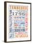 Tennessee - Typography-Lantern Press-Framed Art Print