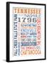 Tennessee - Typography-Lantern Press-Framed Art Print