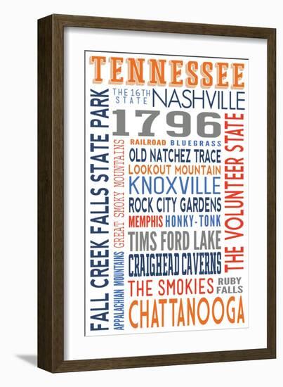 Tennessee - Typography-Lantern Press-Framed Art Print