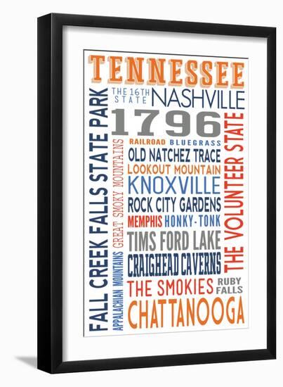 Tennessee - Typography-Lantern Press-Framed Art Print