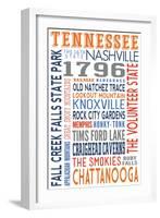 Tennessee - Typography-Lantern Press-Framed Art Print