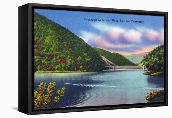 Tennessee - View of Watauga Lake and Dam-Lantern Press-Framed Stretched Canvas