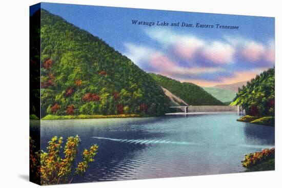 Tennessee - View of Watauga Lake and Dam-Lantern Press-Stretched Canvas