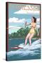 Tennessee - Water Skier and Lake-Lantern Press-Stretched Canvas