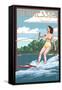 Tennessee - Water Skier and Lake-Lantern Press-Framed Stretched Canvas