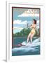 Tennessee - Water Skier and Lake-Lantern Press-Framed Art Print