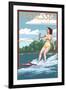 Tennessee - Water Skier and Lake-Lantern Press-Framed Art Print