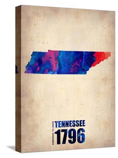 Tennessee Watercolor Map-NaxArt-Stretched Canvas