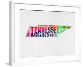 Tennessee Watercolor Word Cloud-NaxArt-Framed Art Print