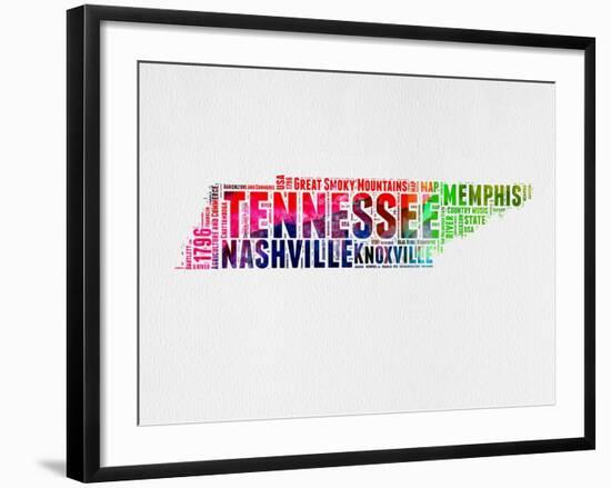 Tennessee Watercolor Word Cloud-NaxArt-Framed Art Print