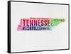 Tennessee Watercolor Word Cloud-NaxArt-Framed Stretched Canvas