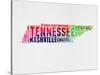 Tennessee Watercolor Word Cloud-NaxArt-Stretched Canvas