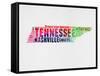 Tennessee Watercolor Word Cloud-NaxArt-Framed Stretched Canvas