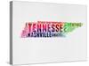 Tennessee Watercolor Word Cloud-NaxArt-Stretched Canvas