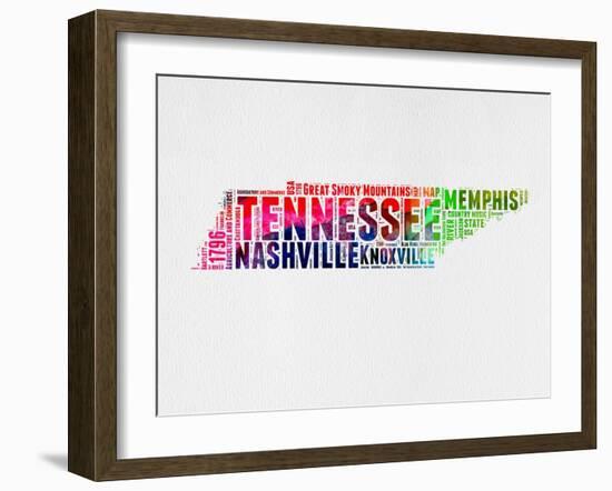 Tennessee Watercolor Word Cloud-NaxArt-Framed Art Print