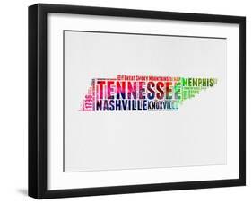 Tennessee Watercolor Word Cloud-NaxArt-Framed Art Print