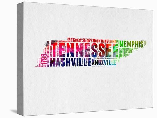 Tennessee Watercolor Word Cloud-NaxArt-Stretched Canvas