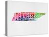 Tennessee Watercolor Word Cloud-NaxArt-Stretched Canvas