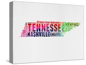 Tennessee Watercolor Word Cloud-NaxArt-Stretched Canvas