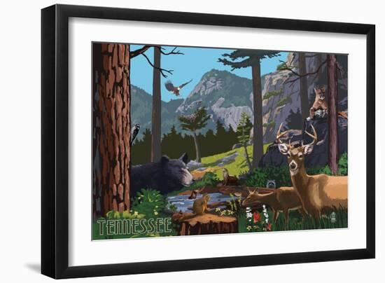 Tennessee - Wildlife Utopia-Lantern Press-Framed Art Print