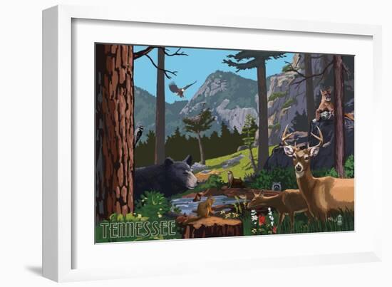 Tennessee - Wildlife Utopia-Lantern Press-Framed Art Print