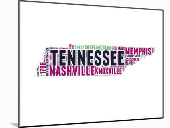 Tennessee Word Cloud Map-NaxArt-Mounted Art Print