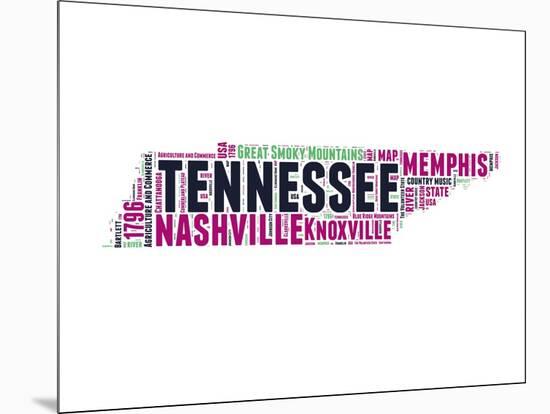 Tennessee Word Cloud Map-NaxArt-Mounted Art Print