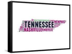 Tennessee Word Cloud Map-NaxArt-Framed Stretched Canvas