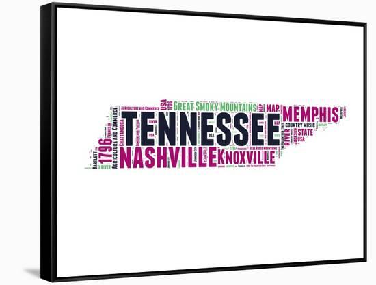 Tennessee Word Cloud Map-NaxArt-Framed Stretched Canvas