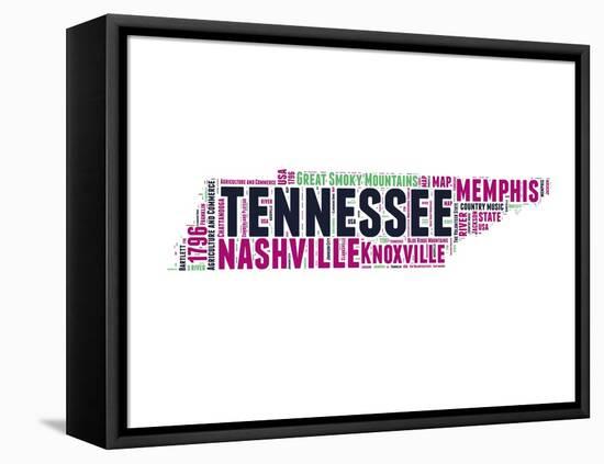 Tennessee Word Cloud Map-NaxArt-Framed Stretched Canvas