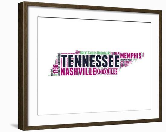 Tennessee Word Cloud Map-NaxArt-Framed Art Print