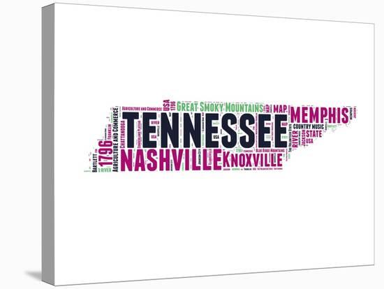 Tennessee Word Cloud Map-NaxArt-Stretched Canvas