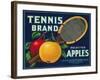 Tennis Apple Label - Seattle, WA-Lantern Press-Framed Art Print