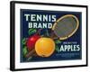 Tennis Apple Label - Seattle, WA-Lantern Press-Framed Art Print