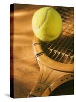 Tennis Ball and Wood Racket-Tom Grill-Stretched Canvas