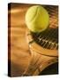Tennis Ball and Wood Racket-Tom Grill-Stretched Canvas